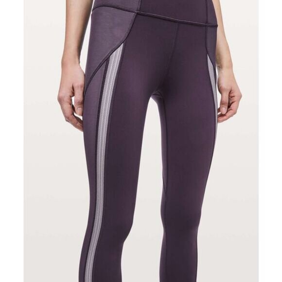 Lululemon Power Lines Crop Everlux 21" Cyber / Dark Chrome Size 6 - Picture 2 of 7